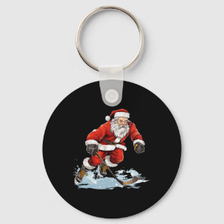 Weihnachtsferien Spaß Santa spielt Eishockey Weihn Schlüsselanhänger
