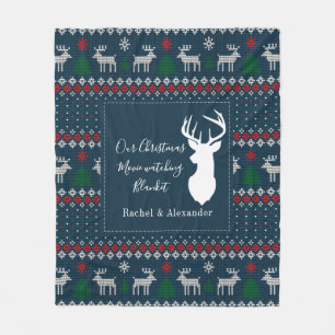 Weihnachtsferien Strickmuster personalisiert Fleecedecke