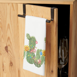 Weihnachtsferien Südwest-Wasserfarben-Kaktus Geschirrtuch