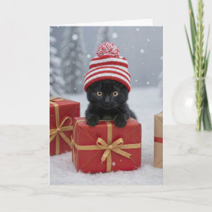 Weihnachtsferien Süße und lustige Katze Karte