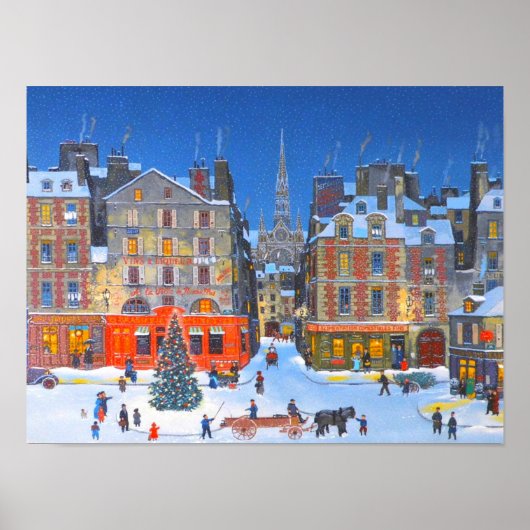Weihnachtsferien Vintage Dorf stilvoll Poster (Vorne)