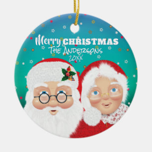 Weihnachtsferien von Santa und Mrs Claus Keramik Ornament