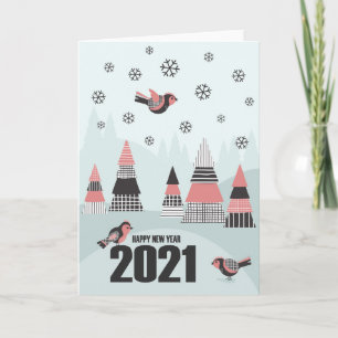 Weihnachtsferien Waldlandschaft, Rotkehlchen Karte