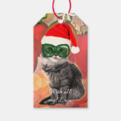 Weihnachtsferien Weihnachtsmannmütze Katze und Sch Geschenkanhänger (Vorderseite)