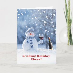 Weihnachtsferien Wein und Schneemann Cute Karte