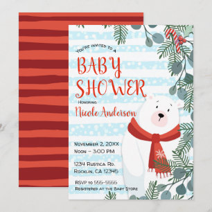 Weihnachtsferien Winter Eisbär Babyparty Einladung