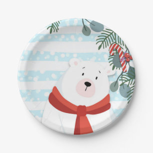 Weihnachtsferien Winter Eisbär Babyparty Pappteller