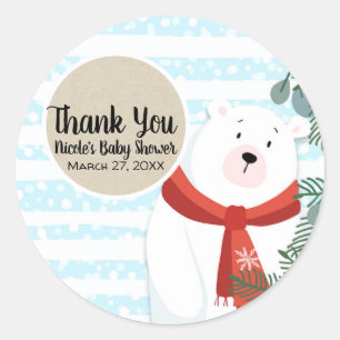 Weihnachtsferien Winter Eisbär Babyparty Runder Aufkleber
