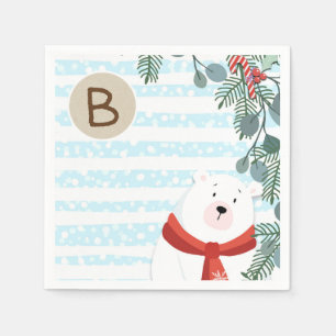 Weihnachtsferien Winter Eisbär Babyparty Serviette
