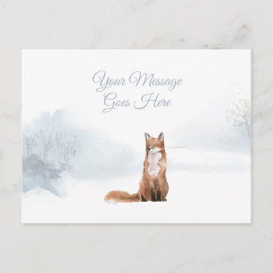 Weihnachtsferien Winter Fuchs Elegante Schrift Postkarte