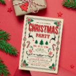 Weihnachtsferien Winter Party Einladung<br><div class="desc">Weihnachtsferien Winter Party Candy Cane Tree Deer Typografie Vintage Einladung</div>