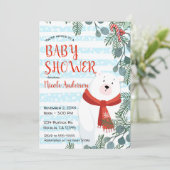Weihnachtsferien Winter Polar Bear Baby Dusche Einladung (Stehend Vorderseite)