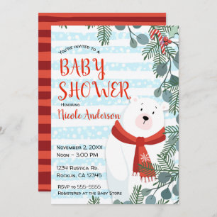 Weihnachtsferien Winter Polar Bear Baby Dusche Einladung