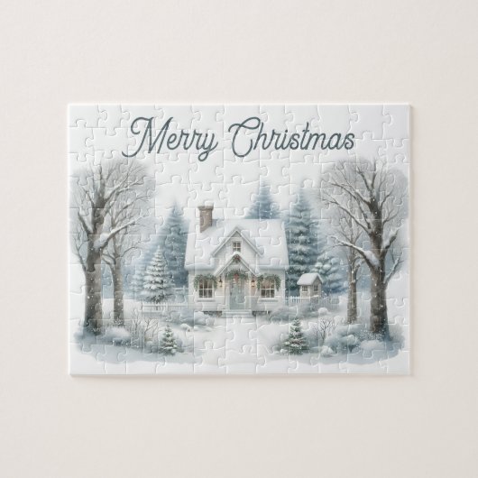 Weihnachtsferien-Winterhäuschen Puzzle (Horizontal)