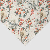 Weihnachtsferien Wintervögel Holly Vintag Seidenpapier (Detail)