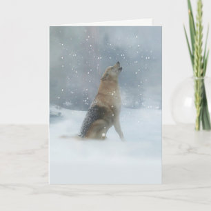 Weihnachtsferien Wolf im Schnee Karte