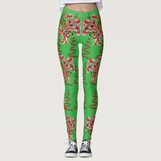 Weihnachtsferien Zuckerstange Abstract Leggings (Vorderseite)