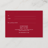 WeihnachtsFeriengeschenk-Zertifikat-Goldrot Sankt Rabattkarte (Rückseite)