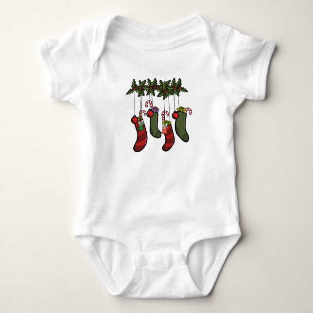 Weihnachtsfertige Strümpfe Baby Strampler (Vorderseite)