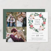 Weihnachtsfest - 3 Fotos Save the Date Einladung (Vorne/Hinten)