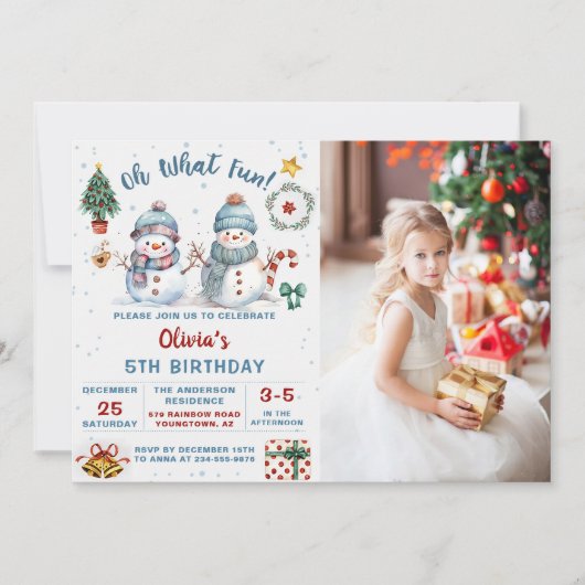 Weihnachtsfest 5. Geburtstag Foto Einladung (Vorderseite)
