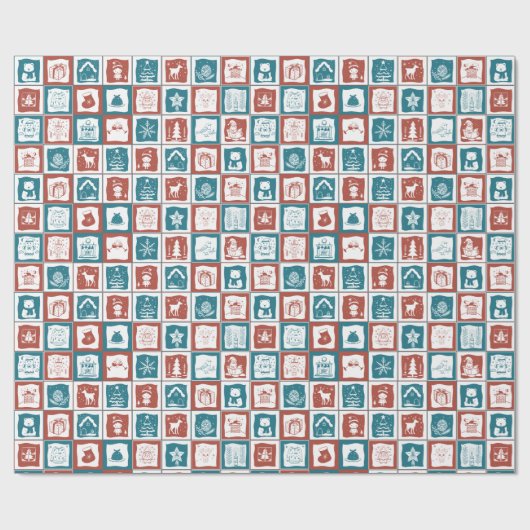 Weihnachtsfest Advent Calender Mosaik Tile Geschenkpapier (Flach)