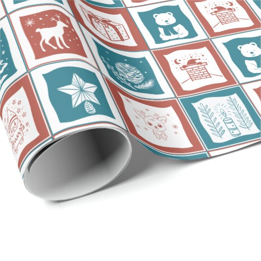 Weihnachtsfest Advent Calender Mosaik Tile Geschenkpapier (Rolleneckpunkt)