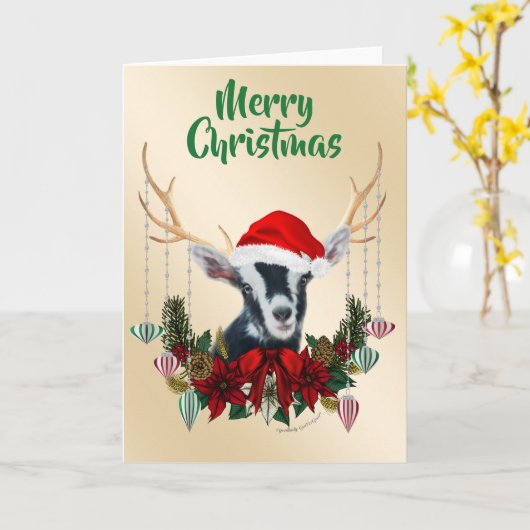 Weihnachtsfest Alpziege Kind Karte (Gelbe Blume)