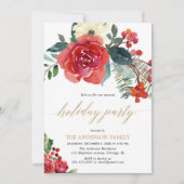 Weihnachtsfest Aquarell Blumenfest Elegant Einladung (Vorderseite)