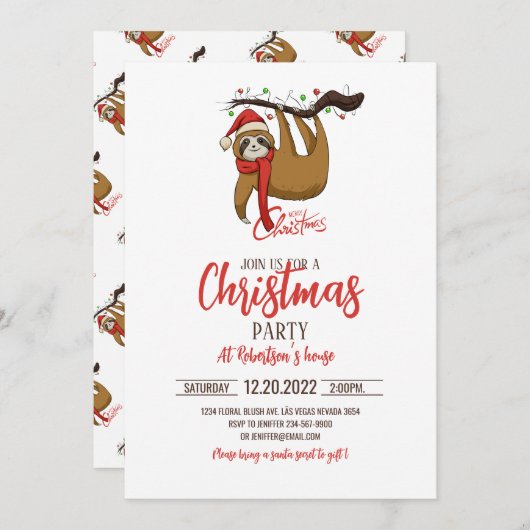 Weihnachtsfest auf dem Zweig Baum Einladung (Vorne/Hinten)