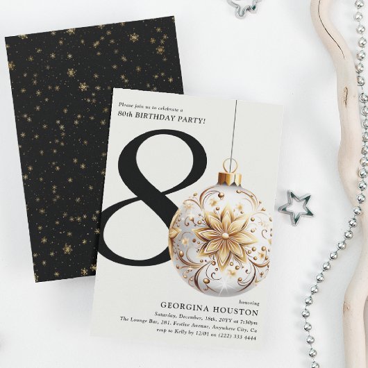 Weihnachtsfest Bauble 80. Geburtstagsparty Einladung