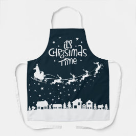 Weihnachtsfest Blaue Feiertage Santa Rentiere Schürze