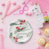 Weihnachtsfest Botanicals Gold Dots Pappteller (Party)