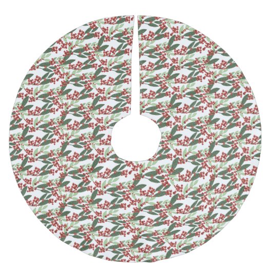 Weihnachtsfest Botanische Berries Urlaub im Weißen Polyester Weihnachtsbaumdecke (Vorderseite)