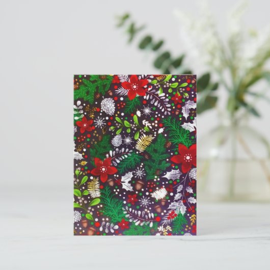 Weihnachtsfest Botanischer Wald Feiertagspostkarte (Stehend Vorderseite)