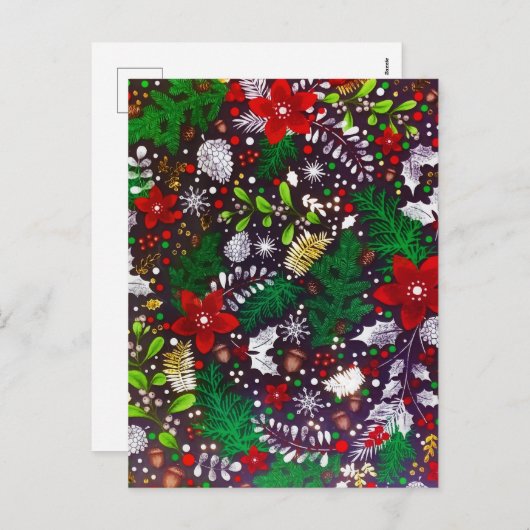 Weihnachtsfest Botanischer Wald Feiertagspostkarte (Vorne/Hinten)