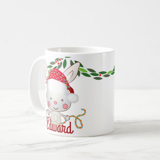 Weihnachtsfest Bunny Kaffeetasse (Vorderseite Links)