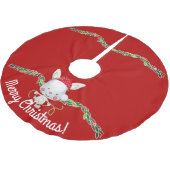 Weihnachtsfest Bunny Polyester Weihnachtsbaumdecke (Schrägansicht)