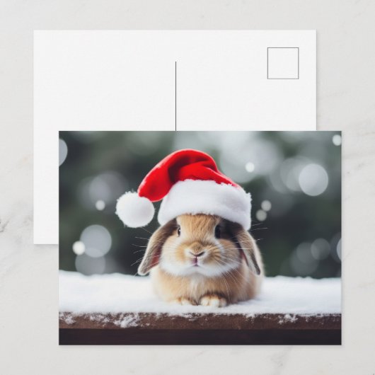 Weihnachtsfest Bunny Postkarte (Vorne/Hinten)