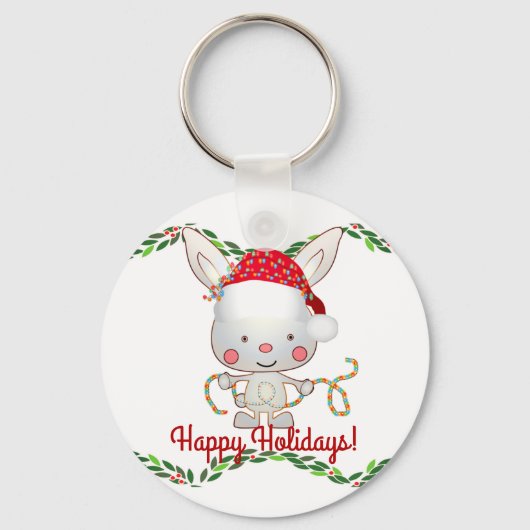 Weihnachtsfest Bunny Schlüsselanhänger (Vorderseite)