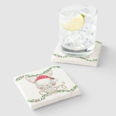 Weihnachtsfest Bunny Steinuntersetzer (Seitenansicht)