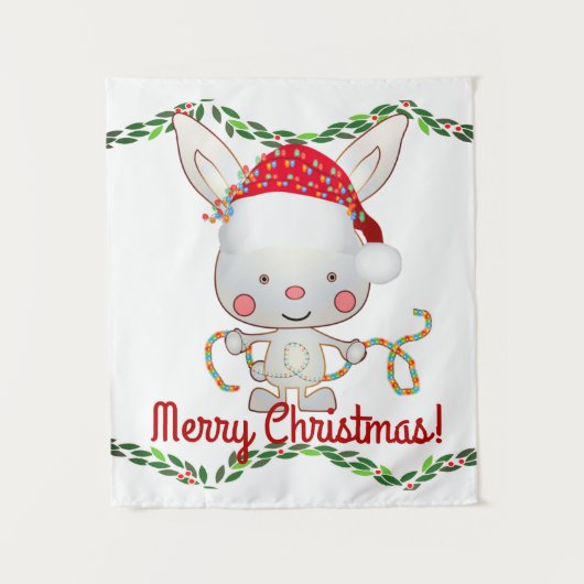 Weihnachtsfest Bunny Wandteppich (Vorderseite)