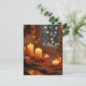 Weihnachtsfest Candle Flat Postkarte (Stehend Vorderseite)