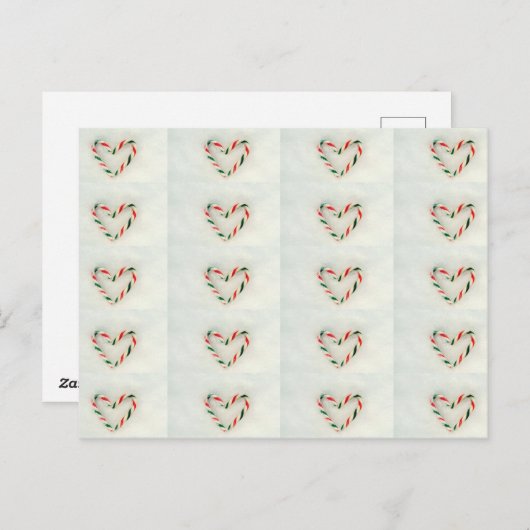 Weihnachtsfest Candy Cane Herz auf dem wirklichen Postkarte (Vorne/Hinten)