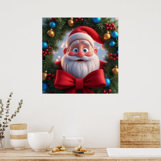 Weihnachtsfest Cartoon Weihnachtsmann Poster (Küche)