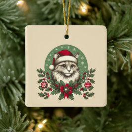 Weihnachtsfest Cat Keramik Ornament