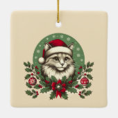 Weihnachtsfest Cat Keramik Ornament (Rückseite)