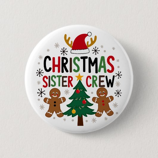 Weihnachtsfest Crew Lebkuchen Freunde Button (Vorderseite)