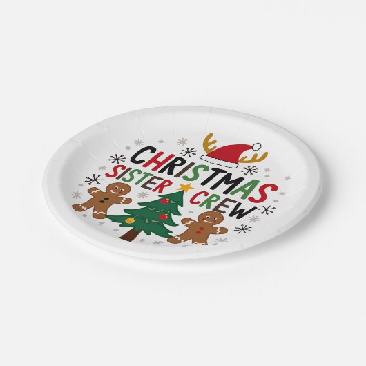 Weihnachtsfest Crew Lebkuchen Freunde Pappteller (Schrägansicht)
