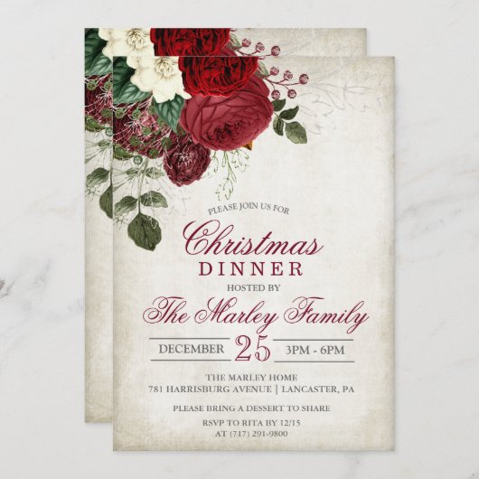 Weihnachtsfest Feiertag Einladung (Vorne/Hinten)